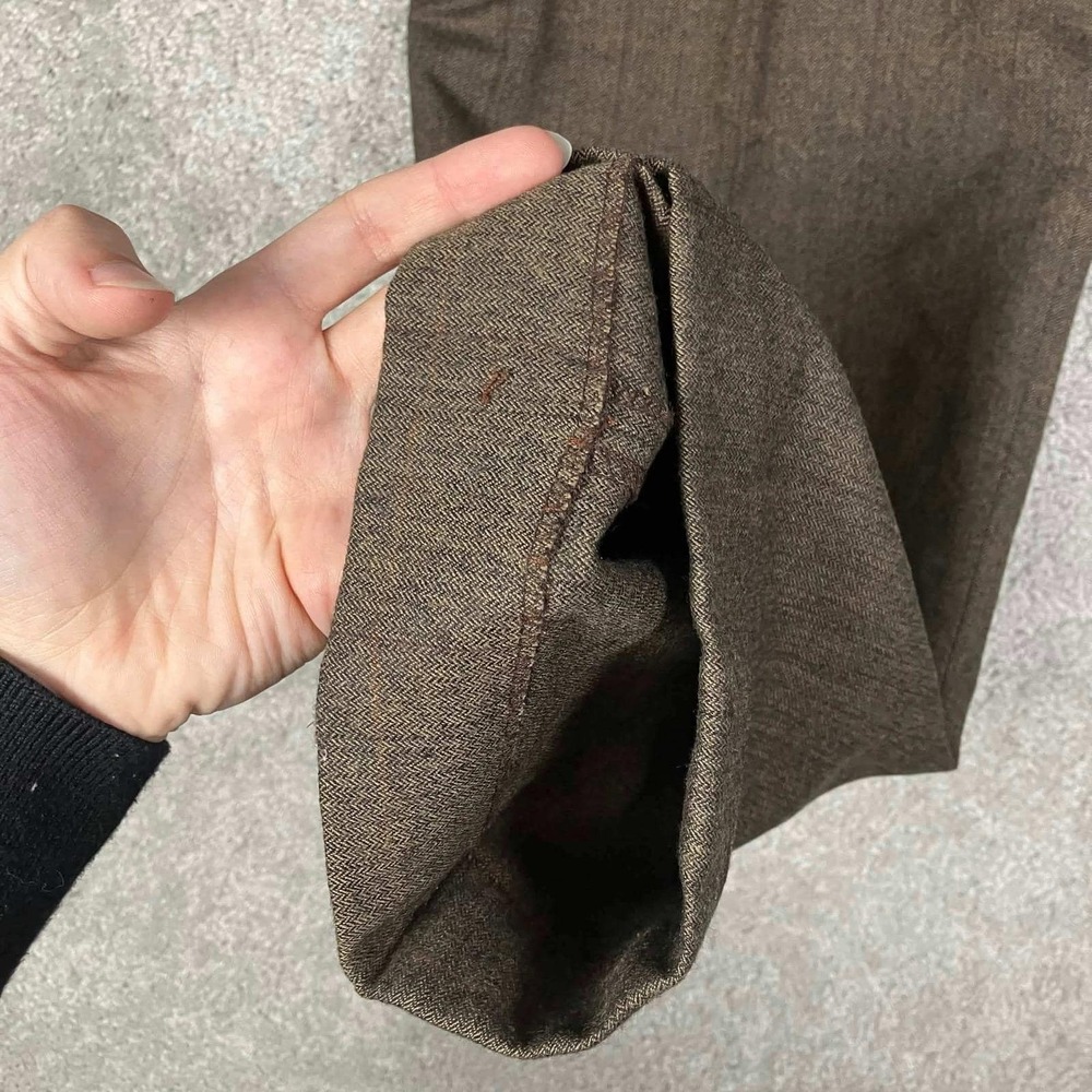 Vintage Brooks Brothers Dress Pants Mens 36x32 Brown Wool Pleated Windowpane USA - Picture 8 of 16